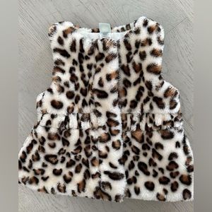Little Me Leopard Print Faux Fur Vest